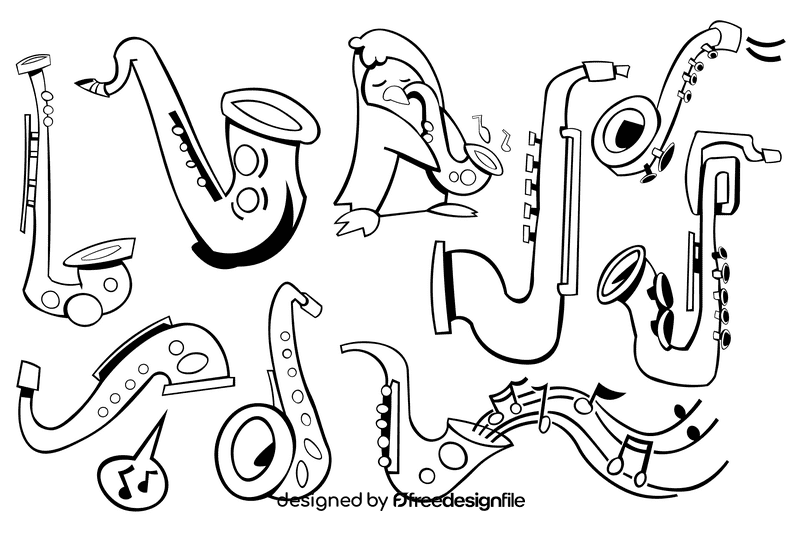 Saxophone black and white vector