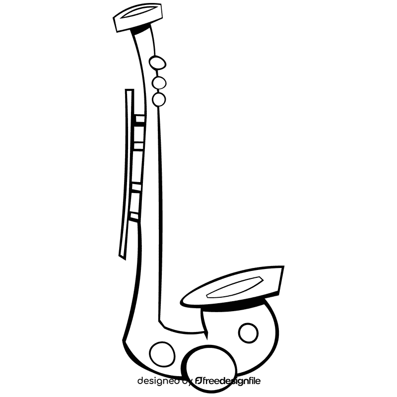Saxophone long black and white clipart