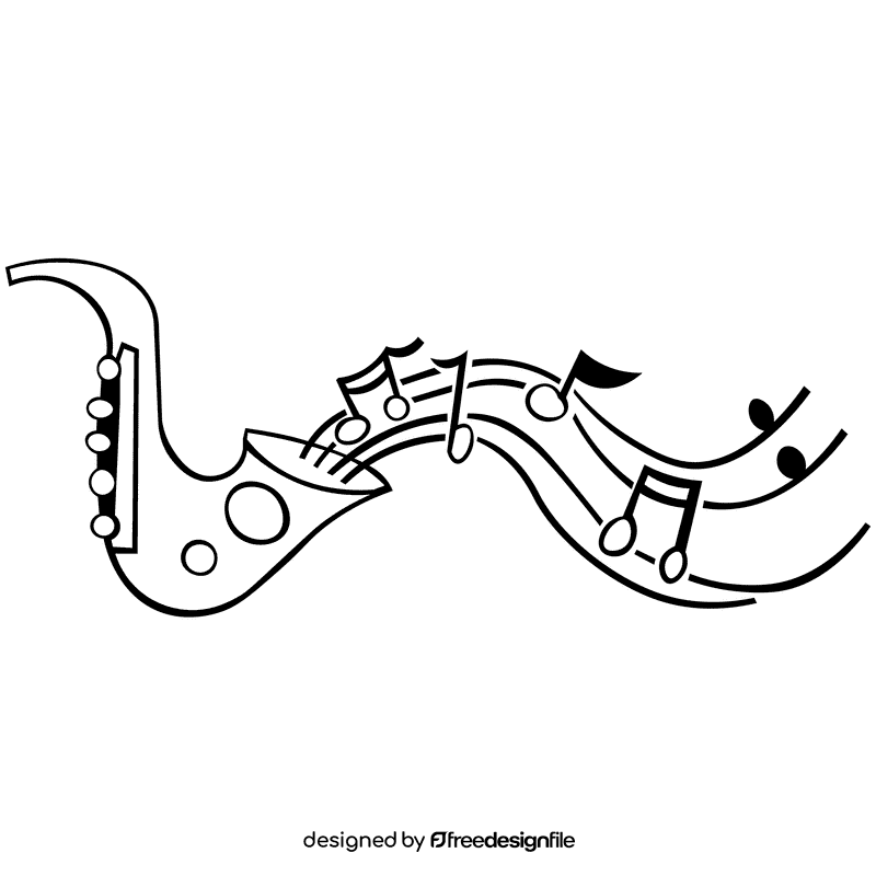 Saxophone notes black and white clipart