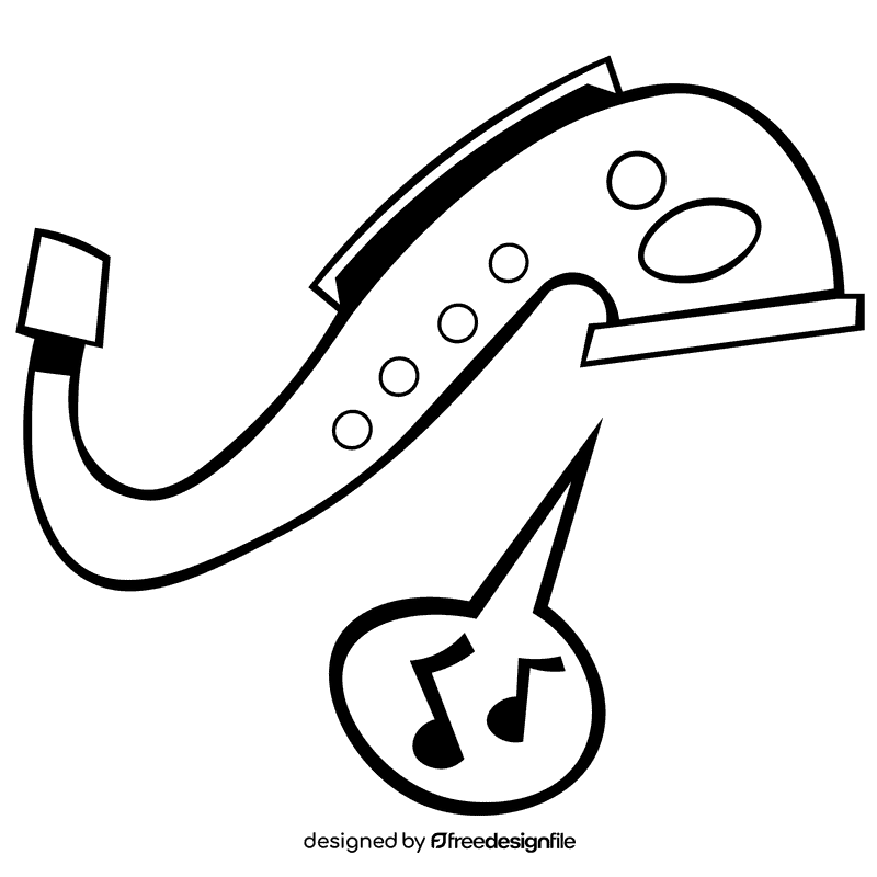 Saxophone s shaped black and white clipart