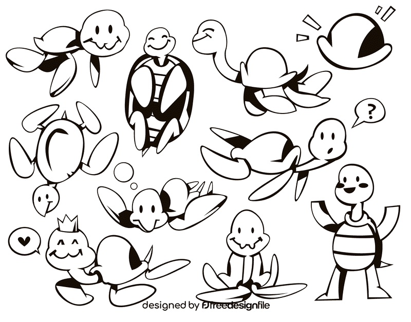 Sea turtle black and white vector