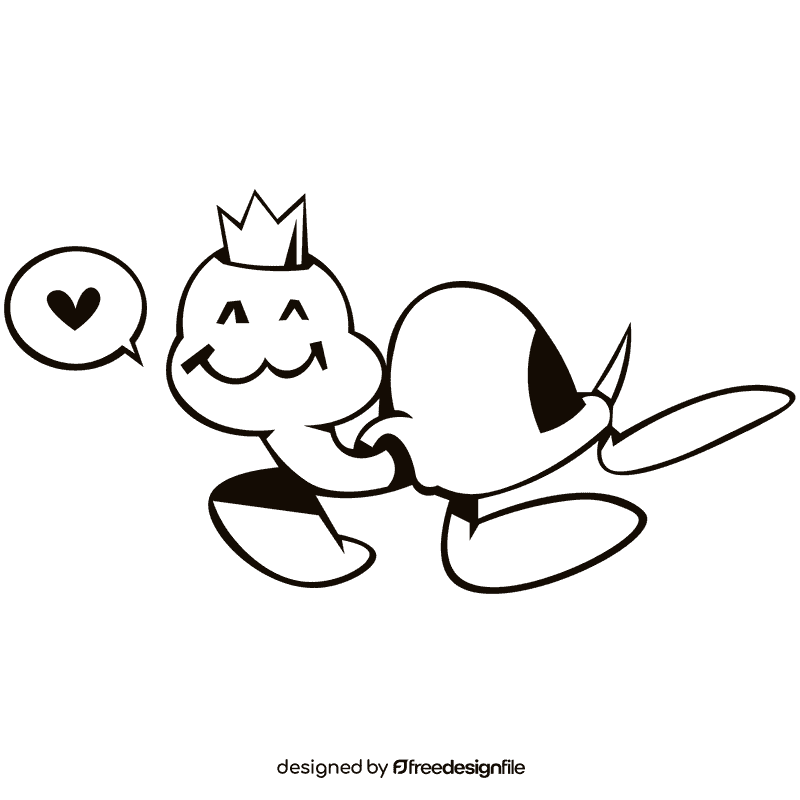 Sea turtle crown black and white clipart