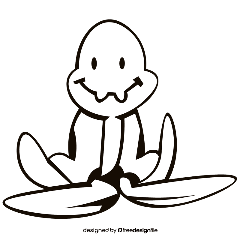 Sea turtle front view black and white clipart