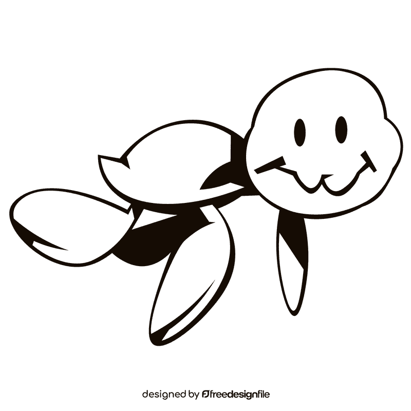 Sea turtle side black and white clipart