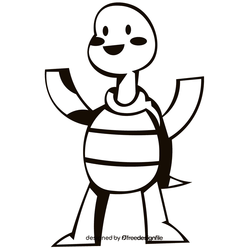 Sea turtle standing black and white clipart