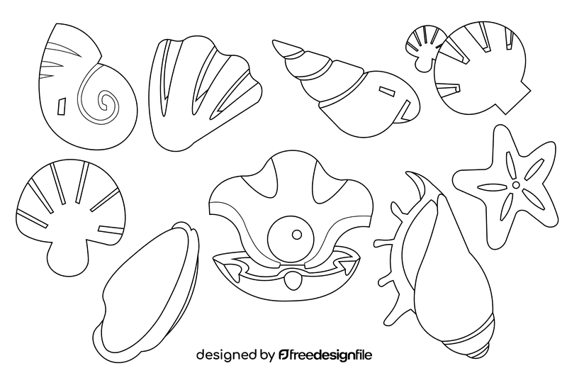 Seashell black and white vector