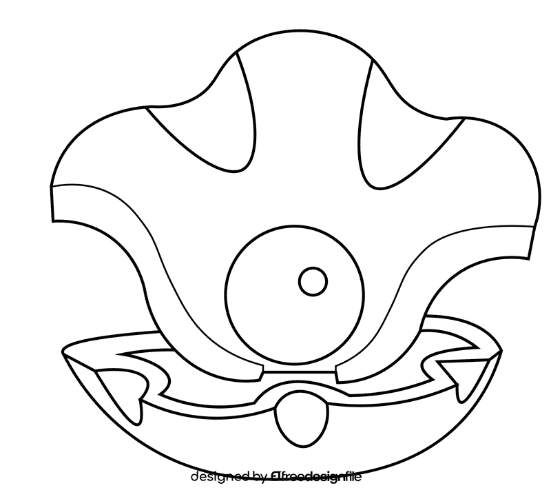 Seashell gem black and white clipart