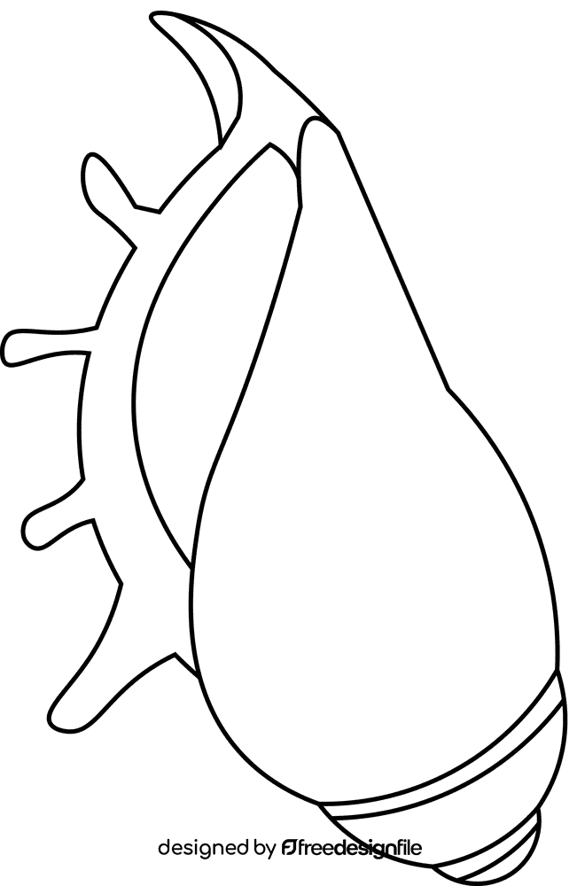 Seashell spikes black and white clipart