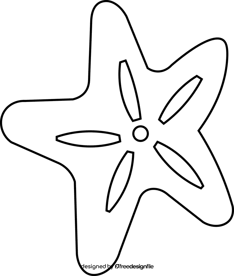 Seashell star black and white clipart