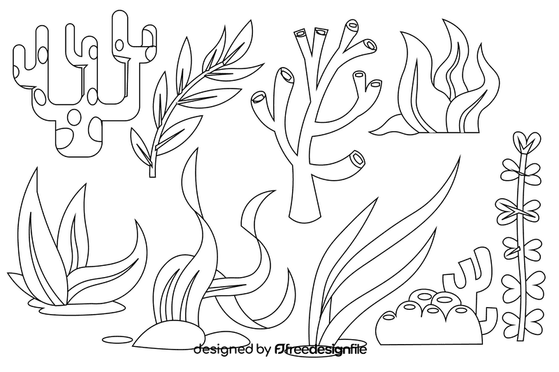 Sea weed black and white vector