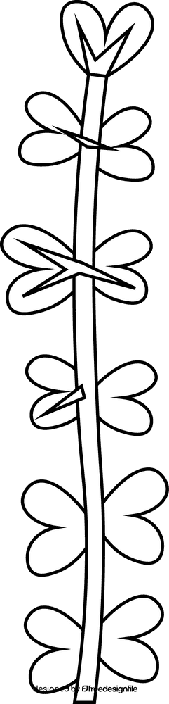 Sea weed flowery black and white clipart