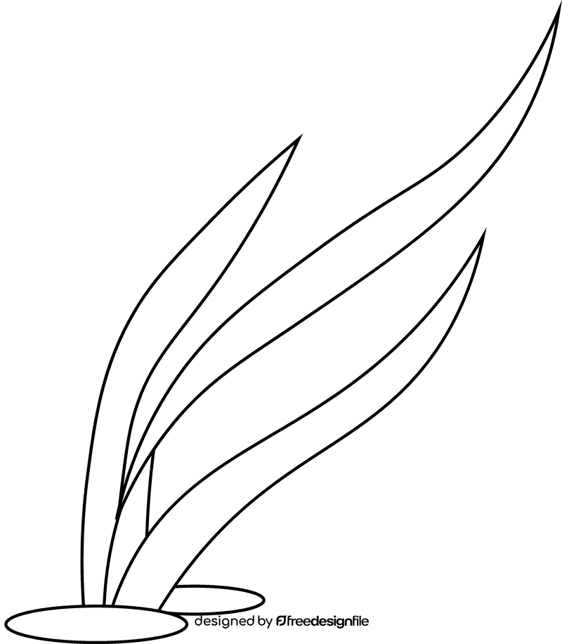 Sea weed long black and white clipart