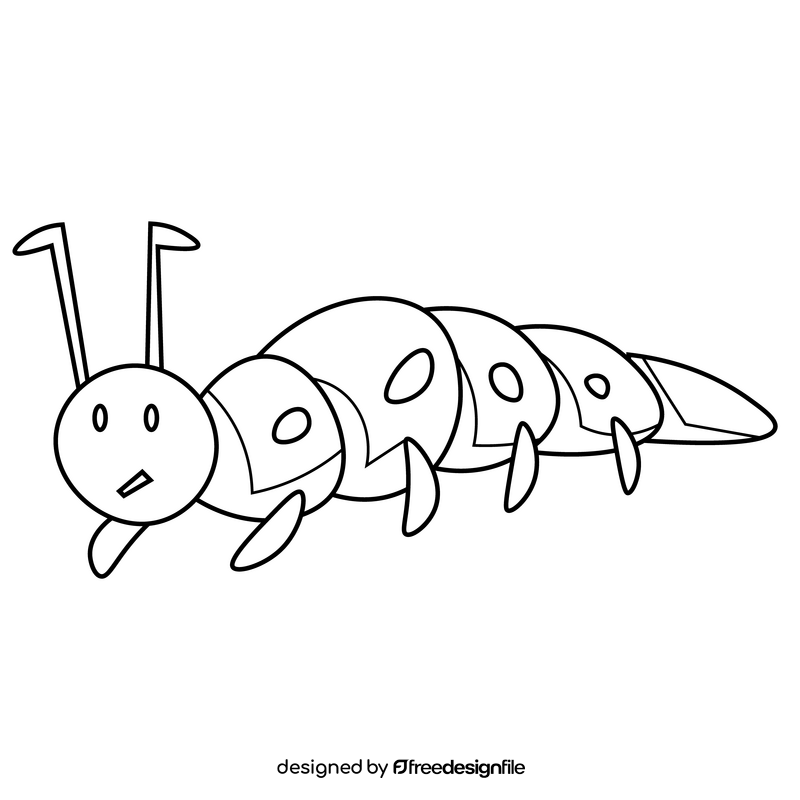 Cute caterpillar cartoon drawing black and white clipart