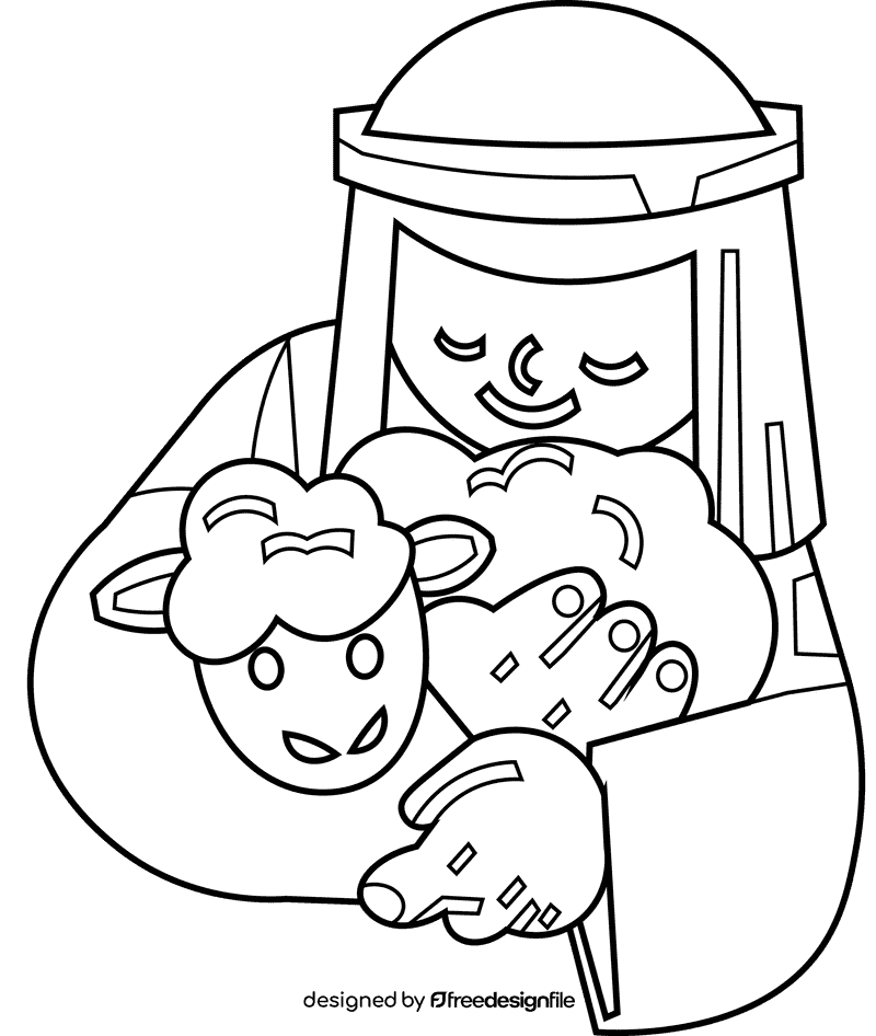 Shepherd hug black and white clipart