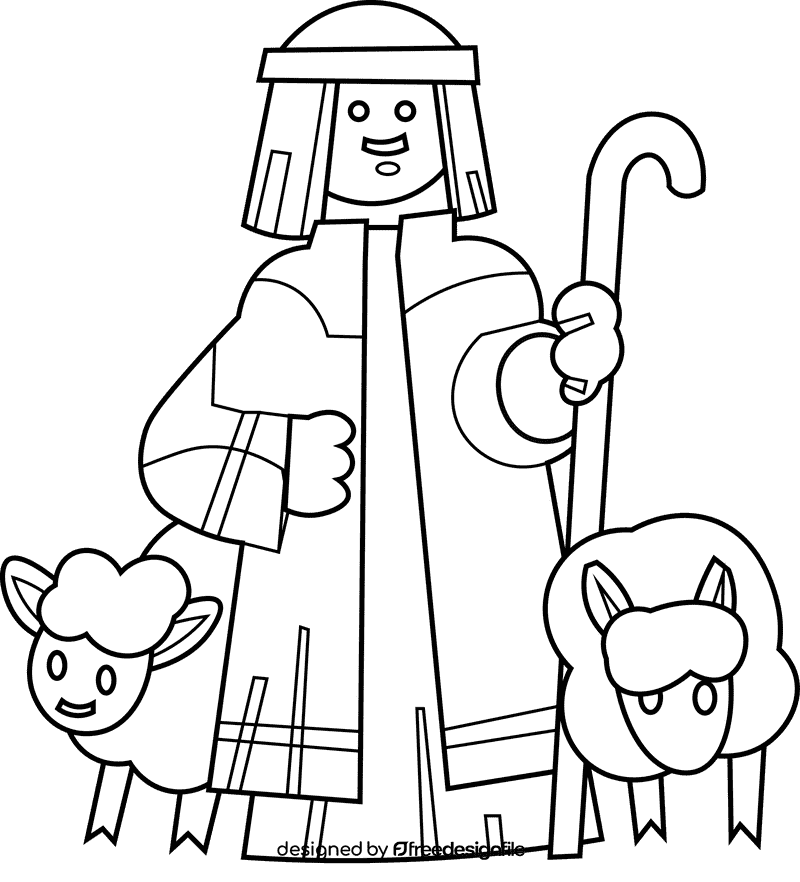 Shepherd standing black and white clipart