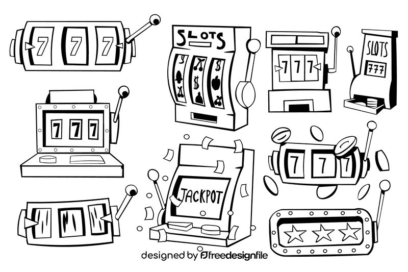 Slot machine black and white vector