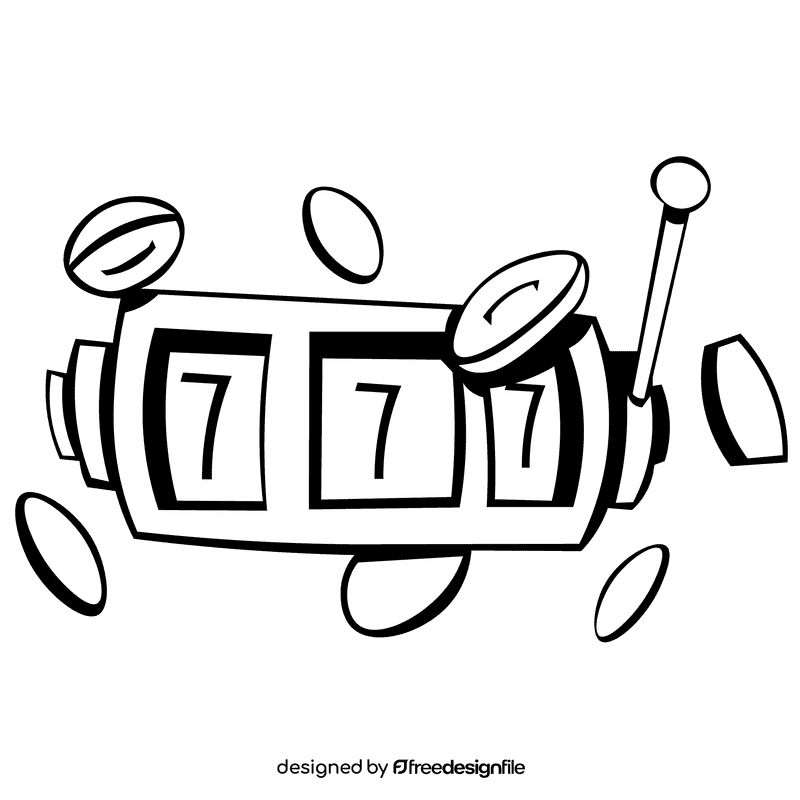Slot machine coins black and white clipart