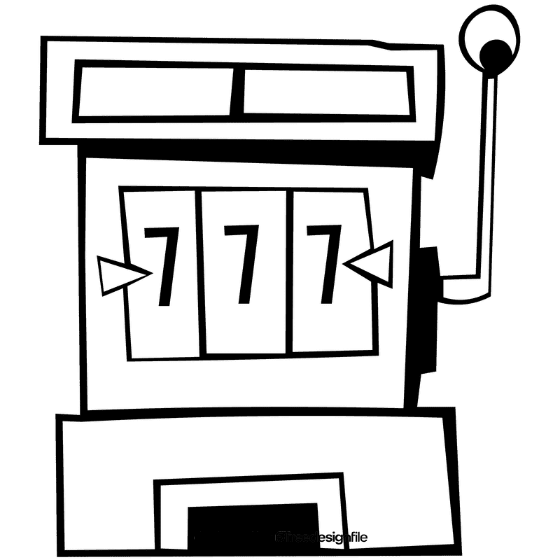 Slot machine gold black and white clipart