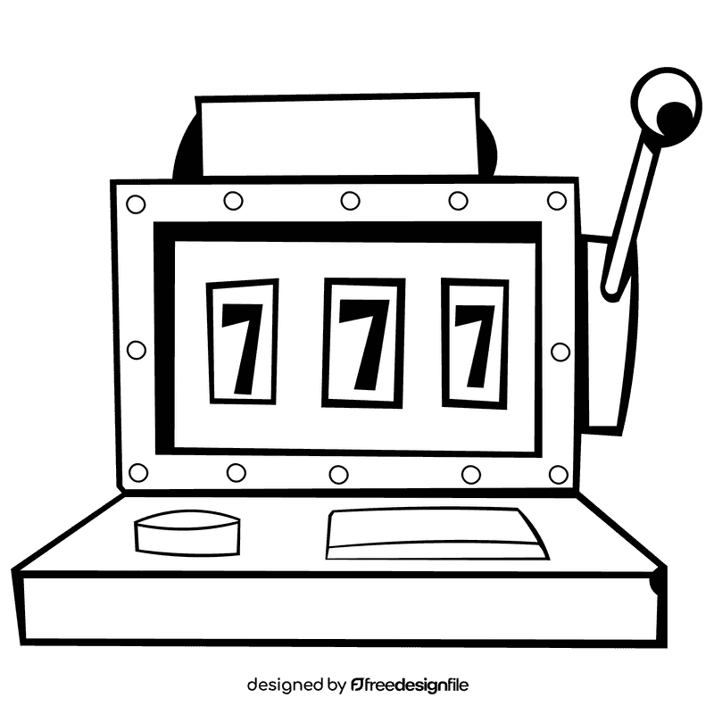 Slot machine old black and white clipart