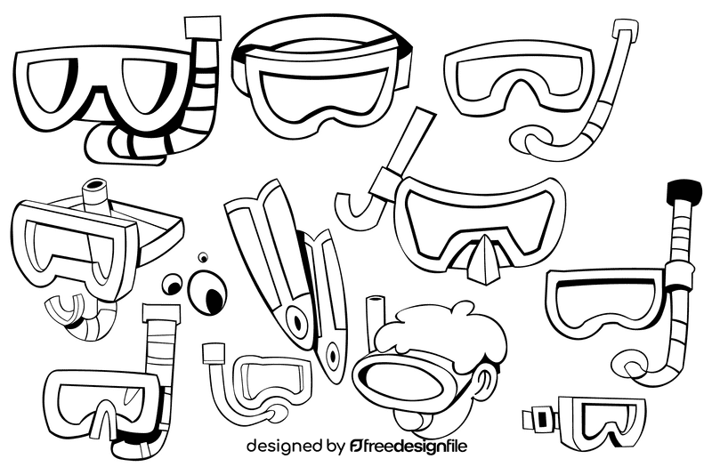 Snorkel black and white vector