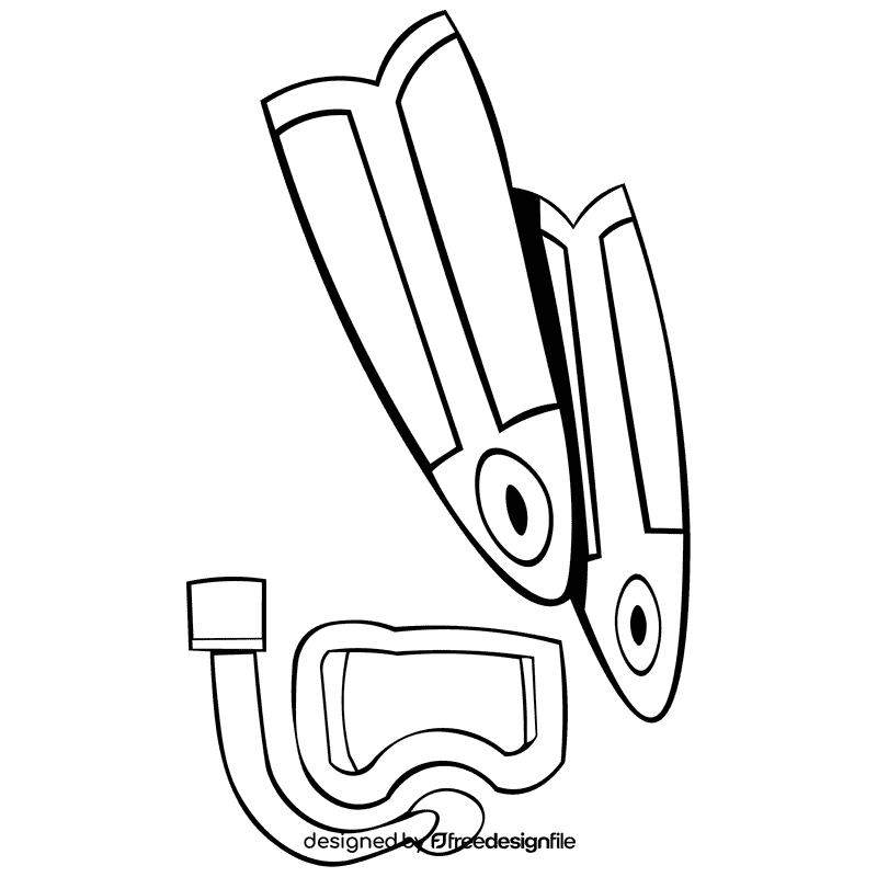 Snorkel set black and white clipart