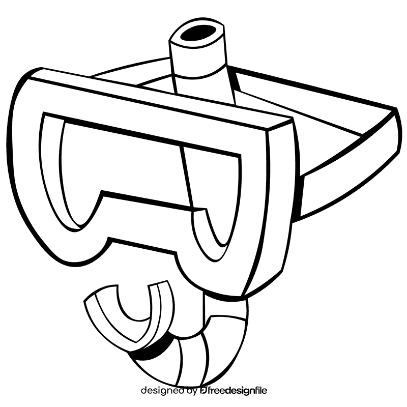 Snorkel side black and white clipart
