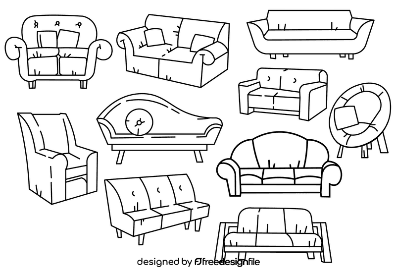 Sofa black and white vector