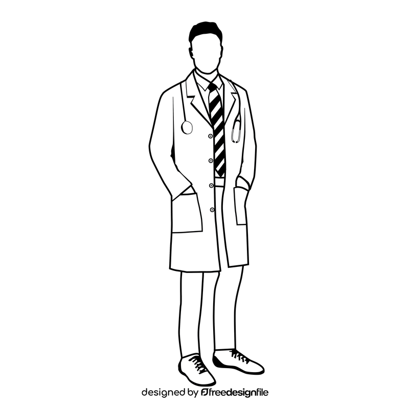 Doctor drawing black and white clipart