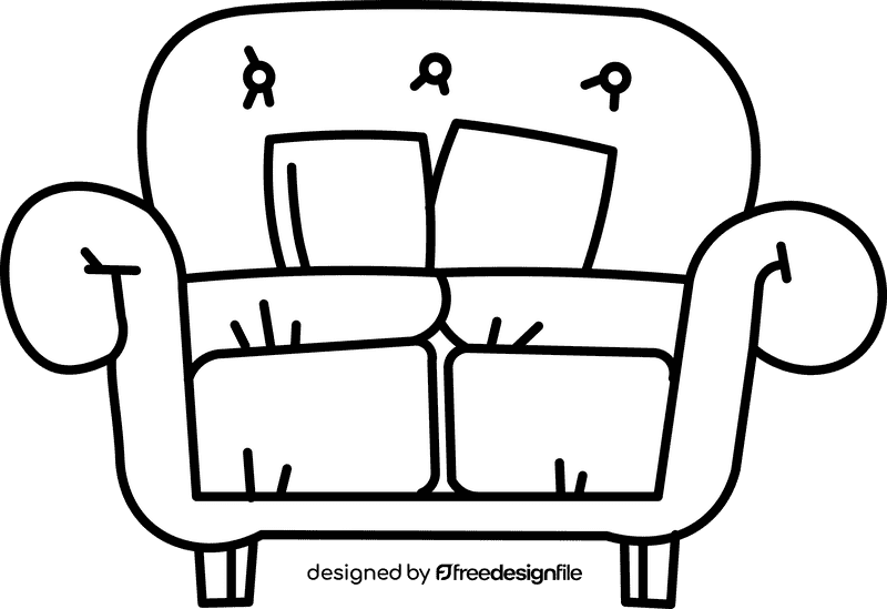 Sofa front chair black and white clipart