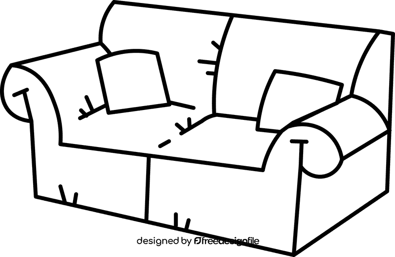 Sofa red black and white clipart
