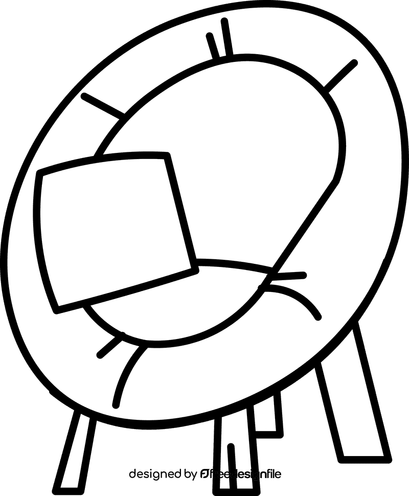 Sofa round black and white clipart