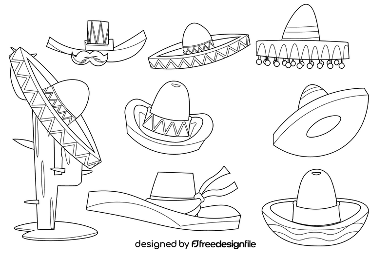 Sombrero black and white vector