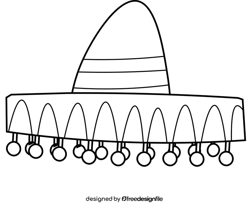 Sombrero balls black and white clipart