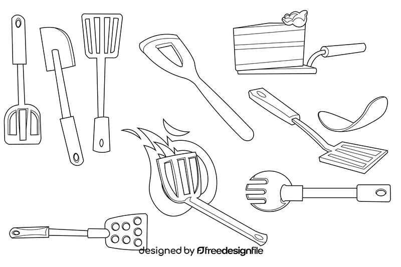 Spatula black and white vector