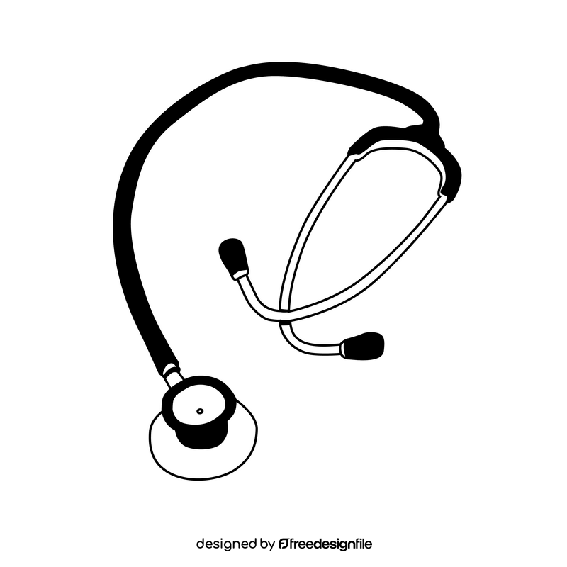 Stethoscope drawing black and white clipart