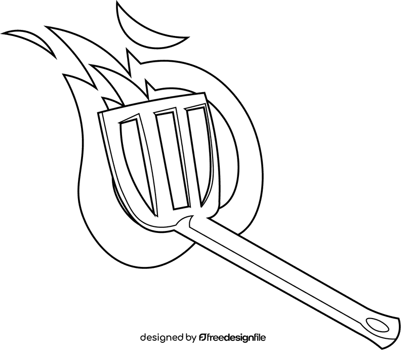 Spatula fire black and white clipart