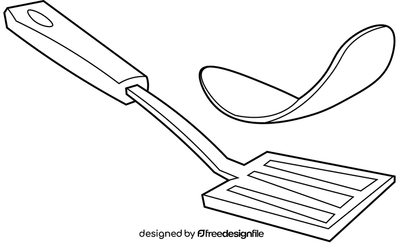Spatula pancake black and white clipart