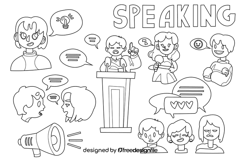 Speaking black and white vector