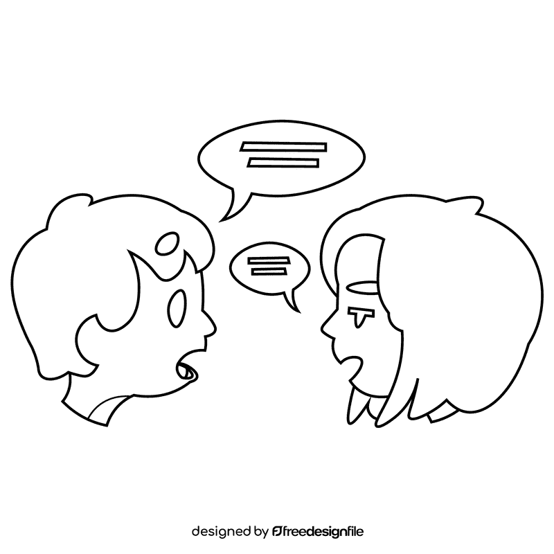 Speaking discussion black and white clipart