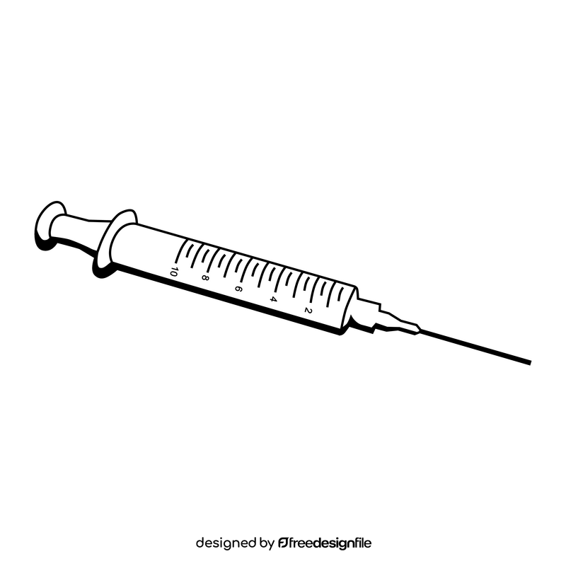 Syringe drawing black and white clipart