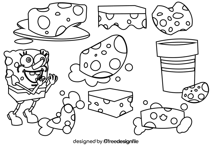 Sponge black and white vector
