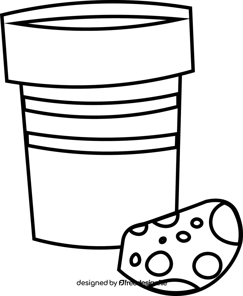 Sponge bucket black and white clipart