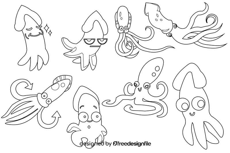 Squid black and white vector