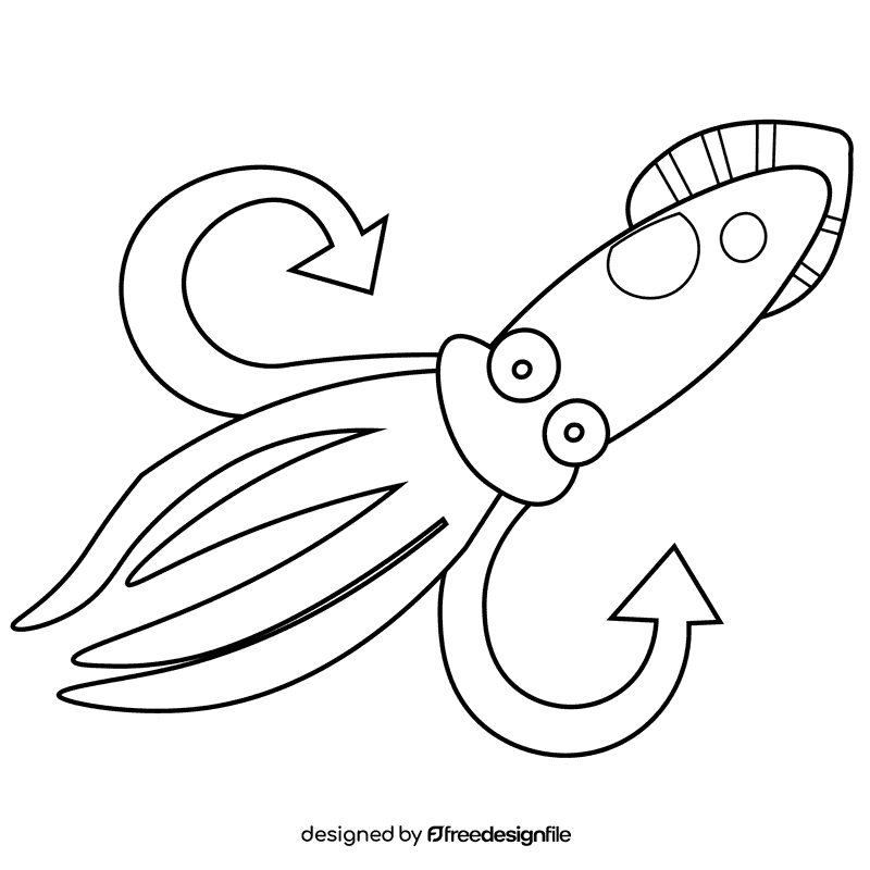 Squid big blue black and white clipart