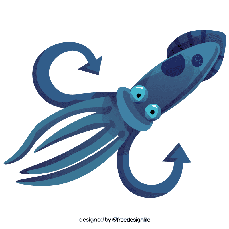 Squid big blue clipart