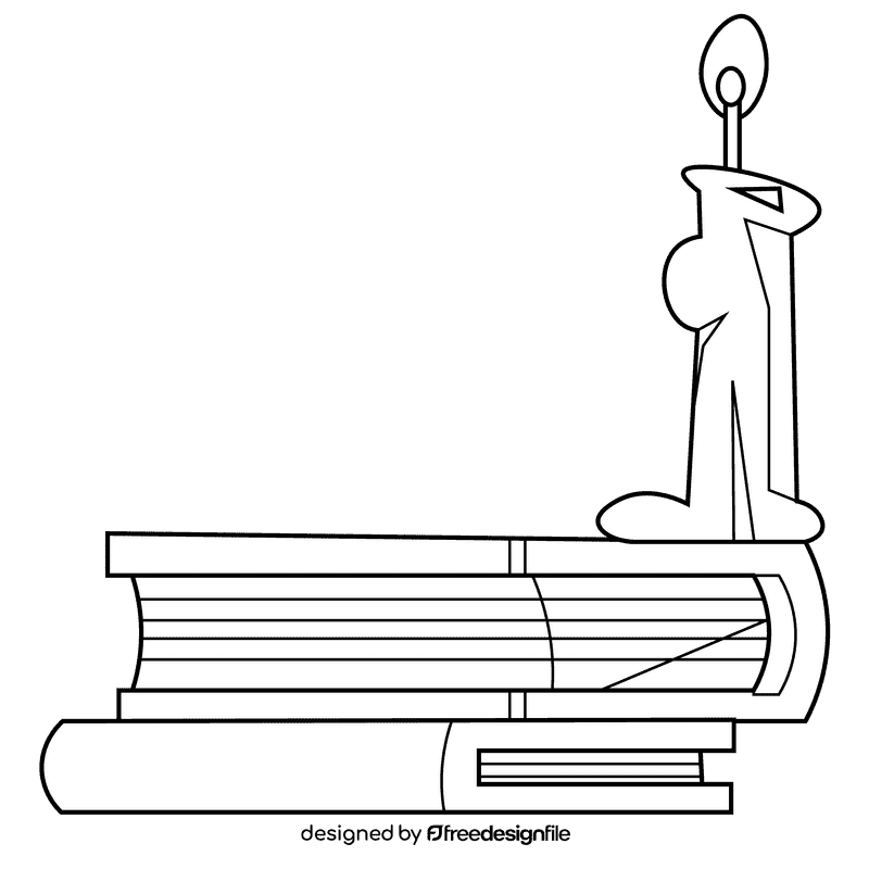 Stack of books candle black and white clipart