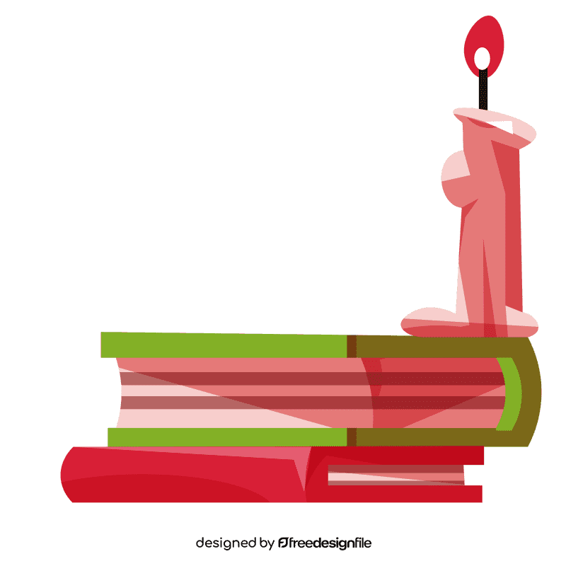 Stack of books candle clipart