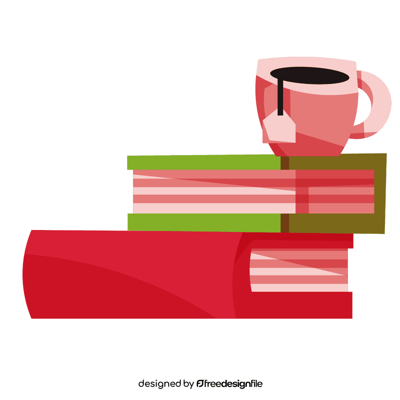 Stack of books cup clipart