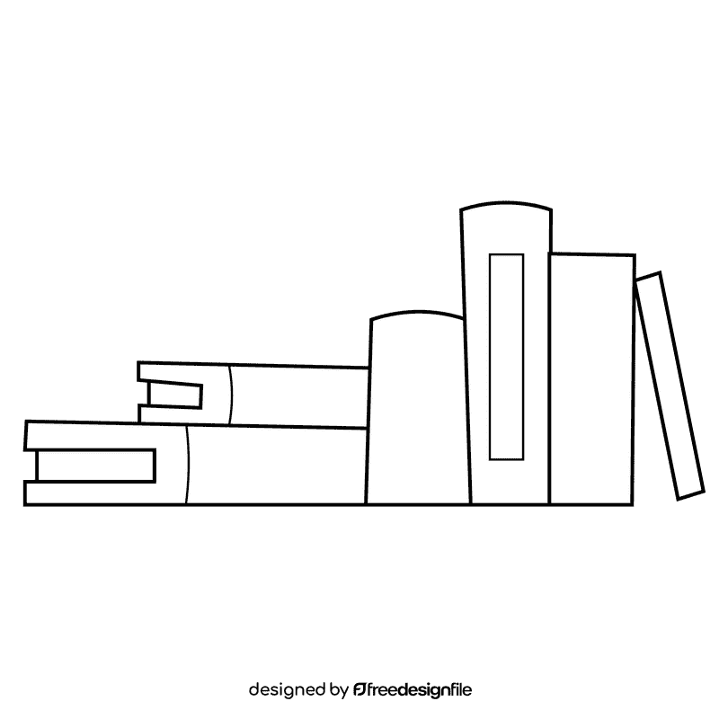 Stack of books line black and white clipart