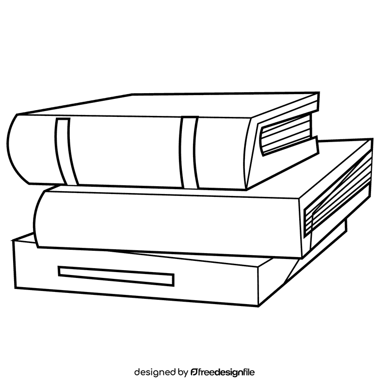 Stack of books three black and white clipart